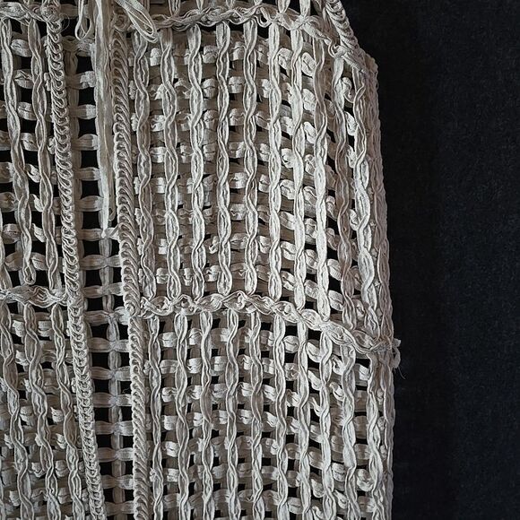 Elisa Immagine UK Long Vest DusterBohemian Tie Top Ivory Ecclectic OS Cotton NWT - Picture 3 of 12